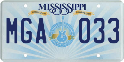 MS license plate MGA033