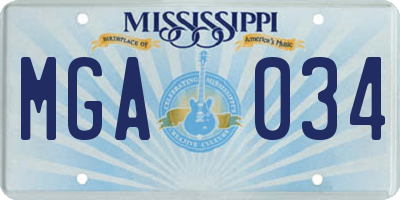 MS license plate MGA034