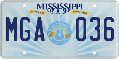 MS license plate MGA036