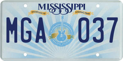 MS license plate MGA037
