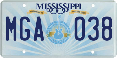 MS license plate MGA038