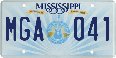 MS license plate MGA041