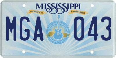 MS license plate MGA043