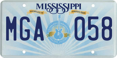 MS license plate MGA058