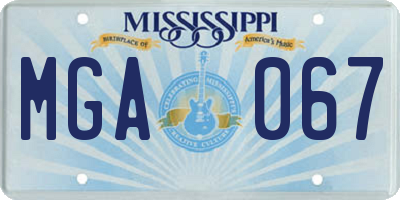 MS license plate MGA067