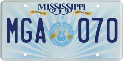 MS license plate MGA070