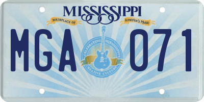 MS license plate MGA071