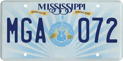 MS license plate MGA072