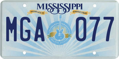 MS license plate MGA077