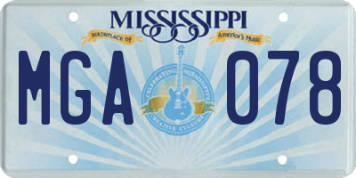 MS license plate MGA078