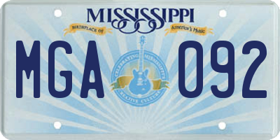 MS license plate MGA092