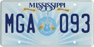 MS license plate MGA093