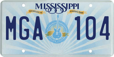 MS license plate MGA104