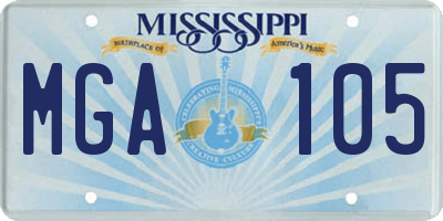 MS license plate MGA105