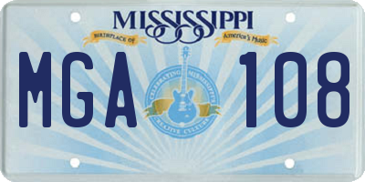 MS license plate MGA108