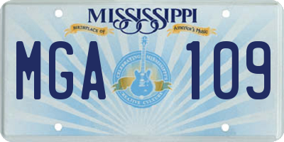MS license plate MGA109