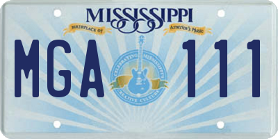 MS license plate MGA111