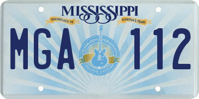 MS license plate MGA112