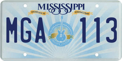 MS license plate MGA113