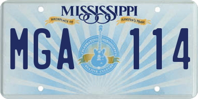 MS license plate MGA114