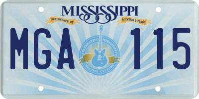 MS license plate MGA115