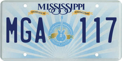 MS license plate MGA117