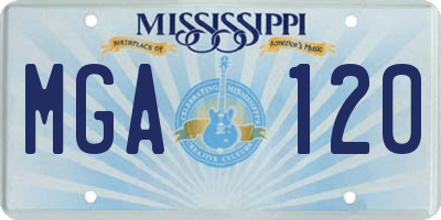 MS license plate MGA120