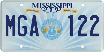 MS license plate MGA122