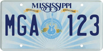 MS license plate MGA123