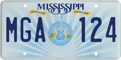 MS license plate MGA124