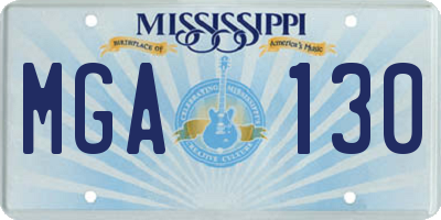 MS license plate MGA130