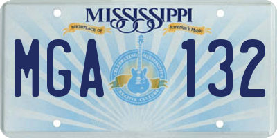 MS license plate MGA132