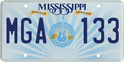 MS license plate MGA133