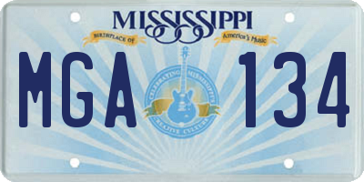 MS license plate MGA134