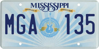 MS license plate MGA135
