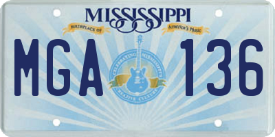 MS license plate MGA136