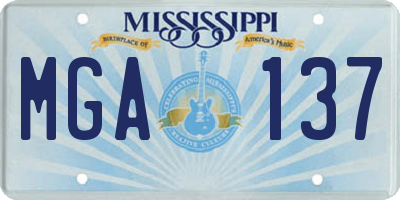 MS license plate MGA137