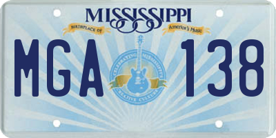 MS license plate MGA138