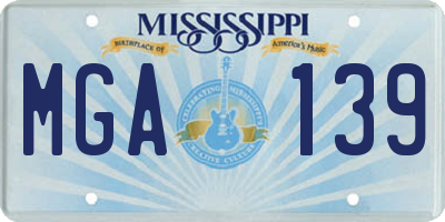 MS license plate MGA139