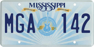 MS license plate MGA142