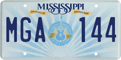 MS license plate MGA144