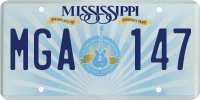 MS license plate MGA147