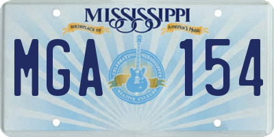 MS license plate MGA154