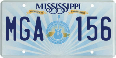 MS license plate MGA156