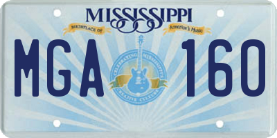 MS license plate MGA160