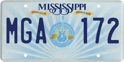 MS license plate MGA172