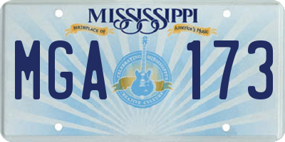 MS license plate MGA173