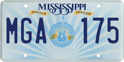 MS license plate MGA175