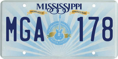 MS license plate MGA178