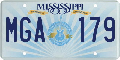 MS license plate MGA179